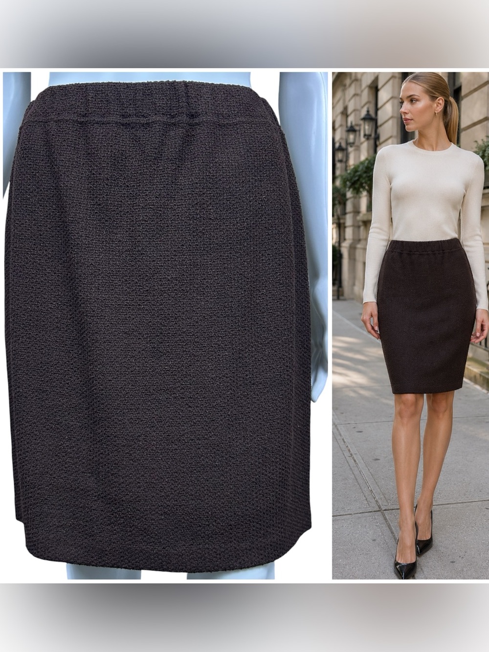 Vintage St. John Collection Tweed Textured Pull On Skirt Size 4 USA Minimalist